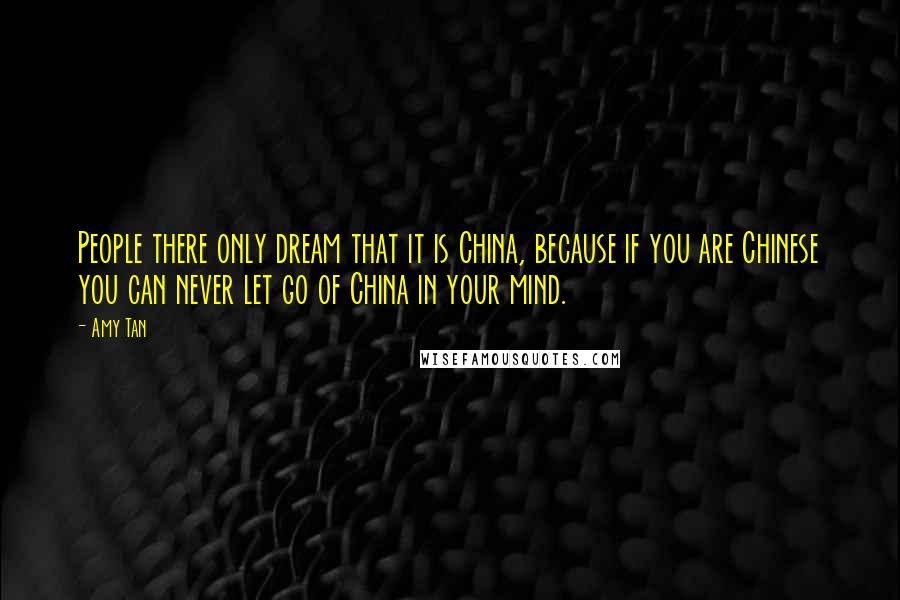 Amy Tan Quotes: People there only dream that it is China, because if you are Chinese you can never let go of China in your mind.