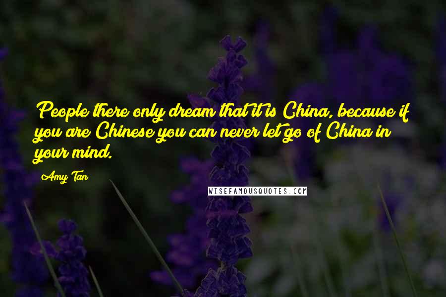 Amy Tan Quotes: People there only dream that it is China, because if you are Chinese you can never let go of China in your mind.