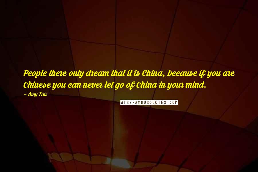 Amy Tan Quotes: People there only dream that it is China, because if you are Chinese you can never let go of China in your mind.