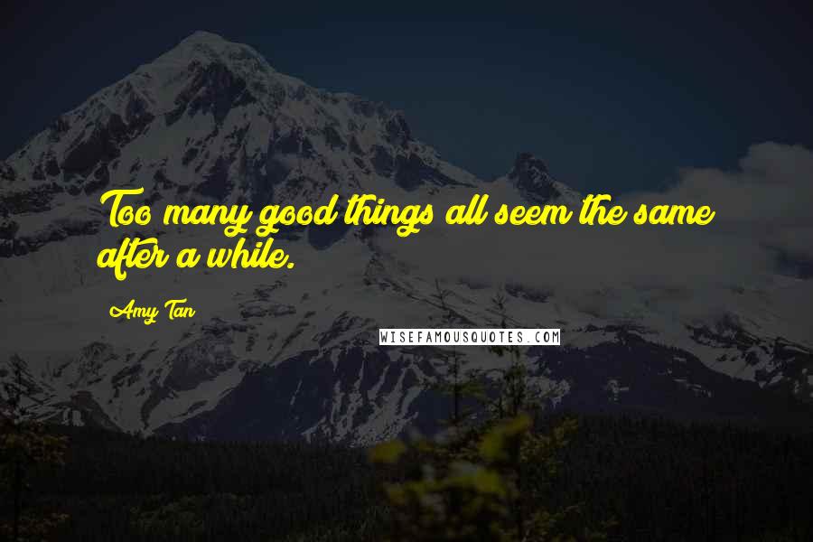 Amy Tan Quotes: Too many good things all seem the same after a while.