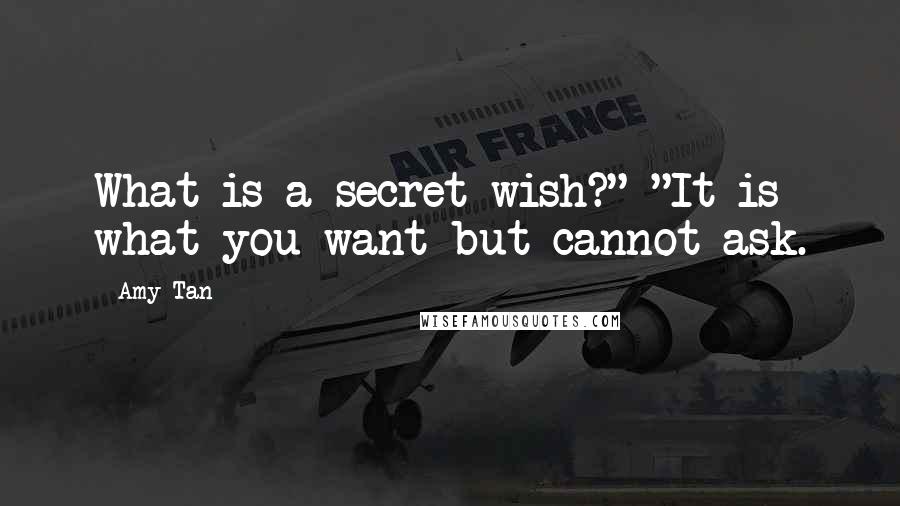Amy Tan Quotes: What is a secret wish?" "It is what you want but cannot ask.
