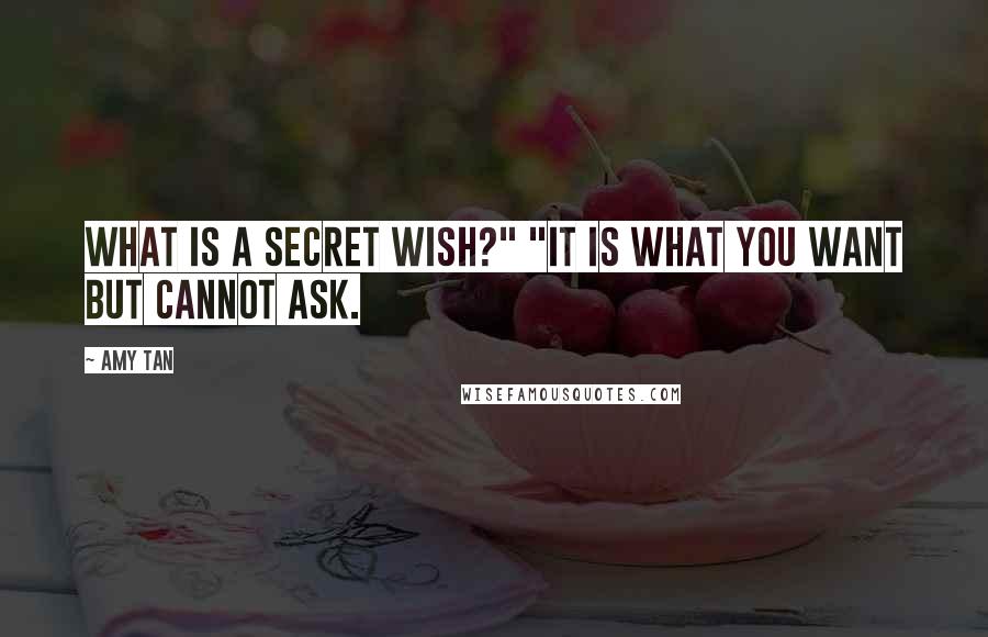 Amy Tan Quotes: What is a secret wish?" "It is what you want but cannot ask.