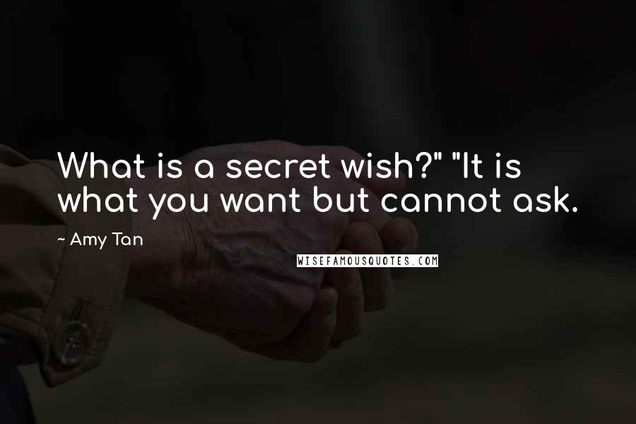 Amy Tan Quotes: What is a secret wish?" "It is what you want but cannot ask.