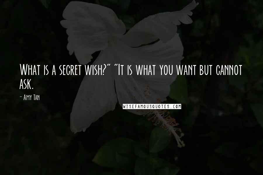Amy Tan Quotes: What is a secret wish?" "It is what you want but cannot ask.