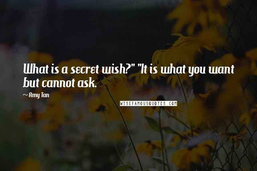 Amy Tan Quotes: What is a secret wish?" "It is what you want but cannot ask.