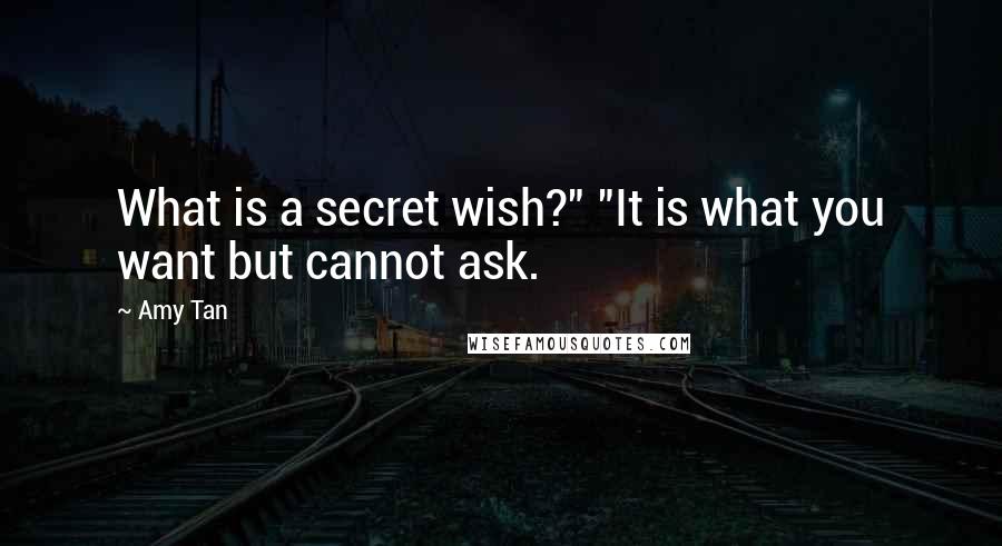 Amy Tan Quotes: What is a secret wish?" "It is what you want but cannot ask.
