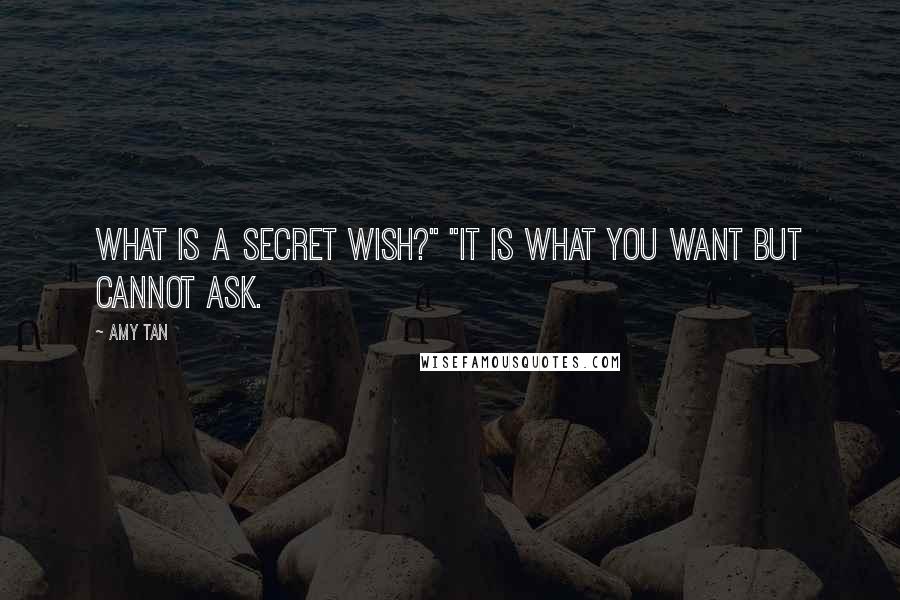 Amy Tan Quotes: What is a secret wish?" "It is what you want but cannot ask.