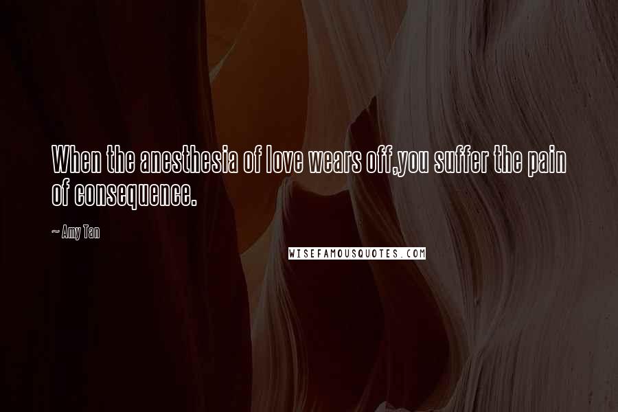 Amy Tan Quotes: When the anesthesia of love wears off,you suffer the pain of consequence.