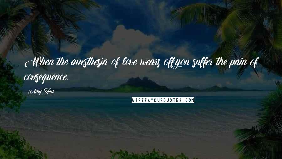 Amy Tan Quotes: When the anesthesia of love wears off,you suffer the pain of consequence.