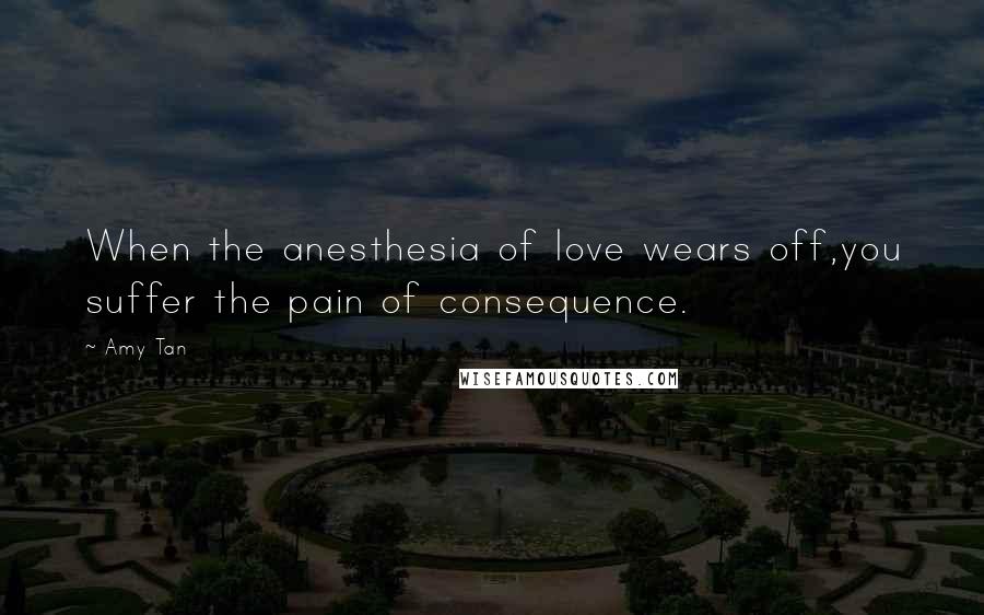 Amy Tan Quotes: When the anesthesia of love wears off,you suffer the pain of consequence.