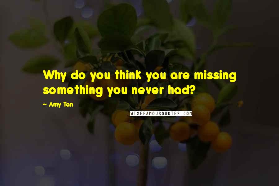 Amy Tan Quotes: Why do you think you are missing something you never had?