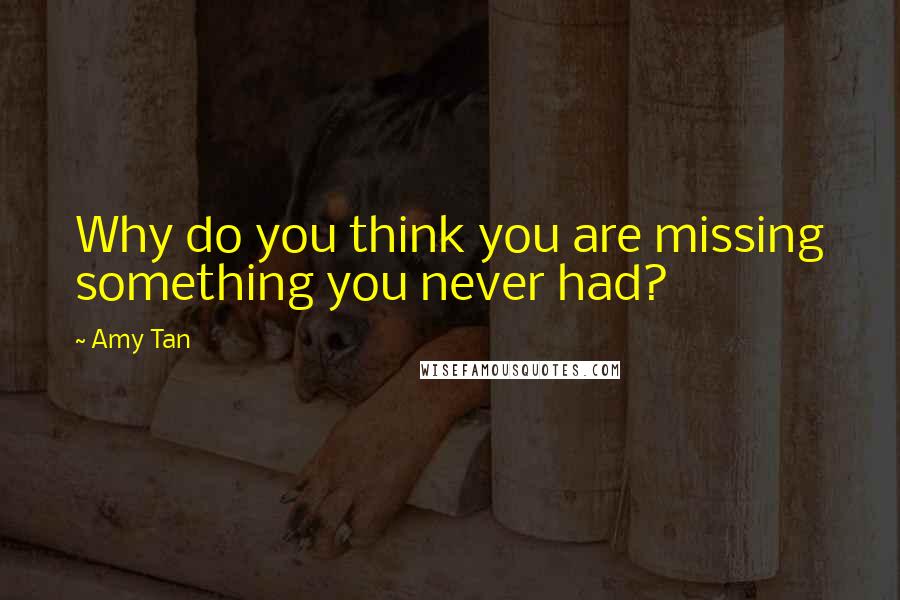 Amy Tan Quotes: Why do you think you are missing something you never had?