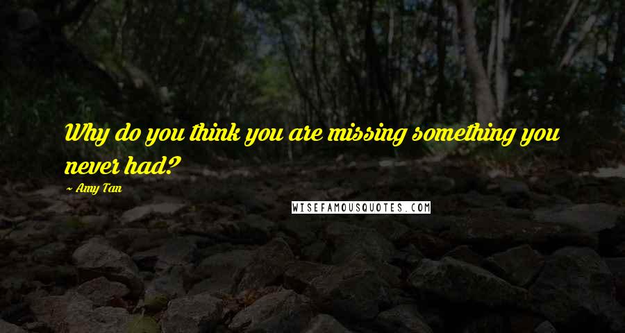 Amy Tan Quotes: Why do you think you are missing something you never had?