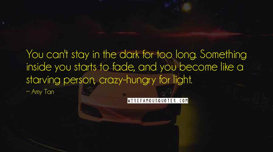 Amy Tan Quotes: You can't stay in the dark for too long. Something inside you starts to fade, and you become like a starving person, crazy-hungry for light.