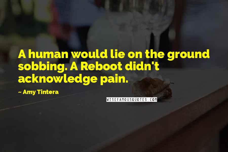 Amy Tintera Quotes: A human would lie on the ground sobbing. A Reboot didn't acknowledge pain.