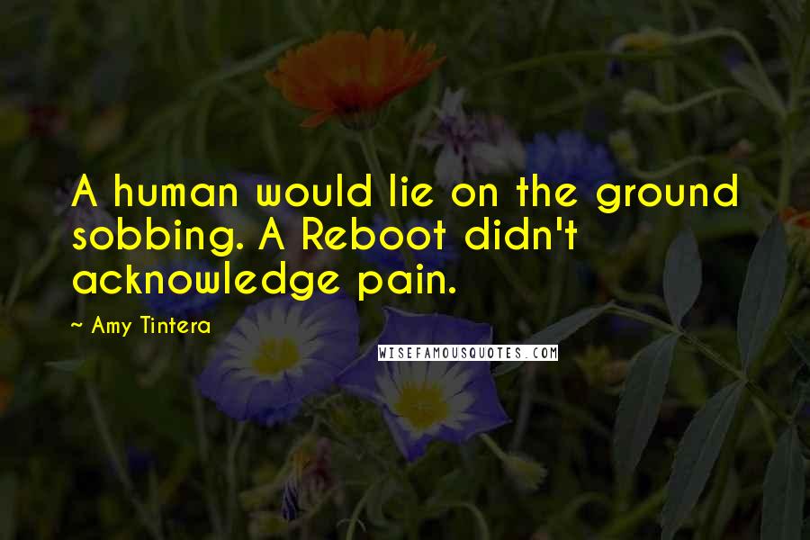 Amy Tintera Quotes: A human would lie on the ground sobbing. A Reboot didn't acknowledge pain.