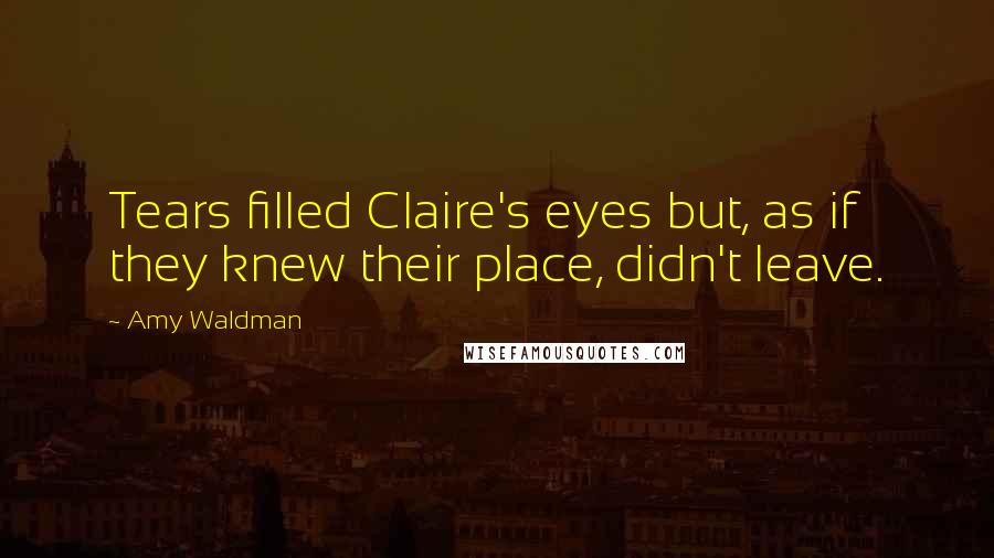 Amy Waldman Quotes: Tears filled Claire's eyes but, as if they knew their place, didn't leave.