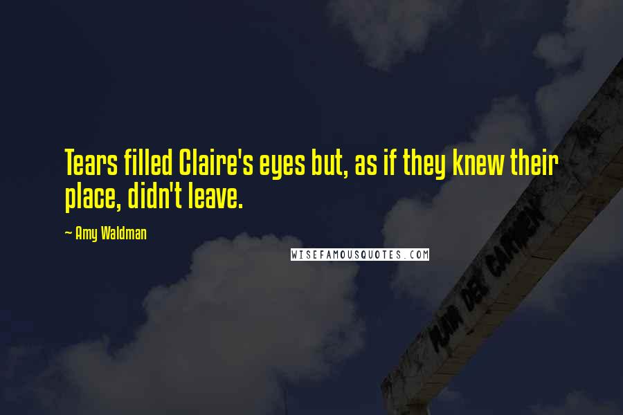 Amy Waldman Quotes: Tears filled Claire's eyes but, as if they knew their place, didn't leave.