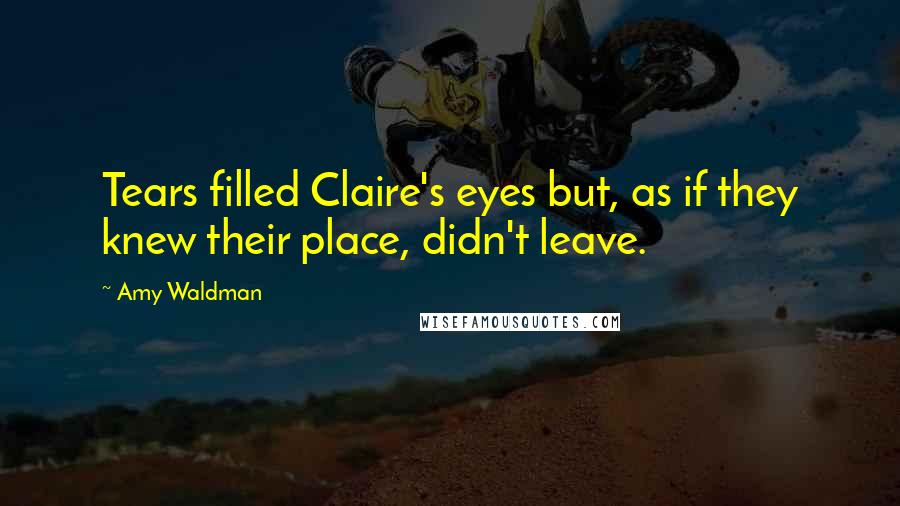 Amy Waldman Quotes: Tears filled Claire's eyes but, as if they knew their place, didn't leave.