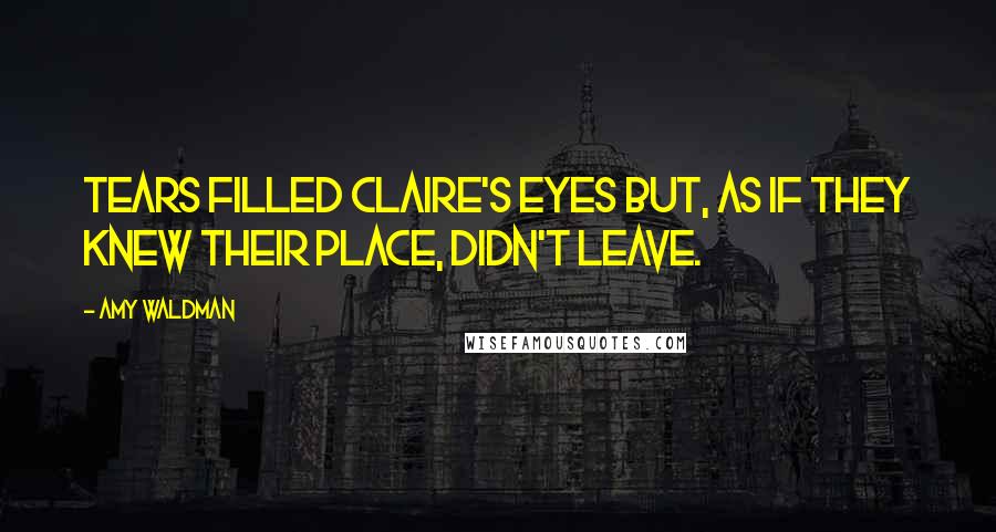 Amy Waldman Quotes: Tears filled Claire's eyes but, as if they knew their place, didn't leave.