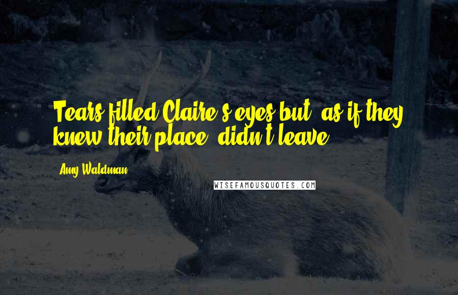 Amy Waldman Quotes: Tears filled Claire's eyes but, as if they knew their place, didn't leave.