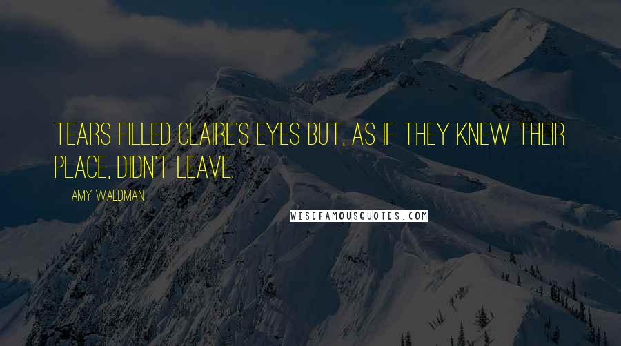 Amy Waldman Quotes: Tears filled Claire's eyes but, as if they knew their place, didn't leave.