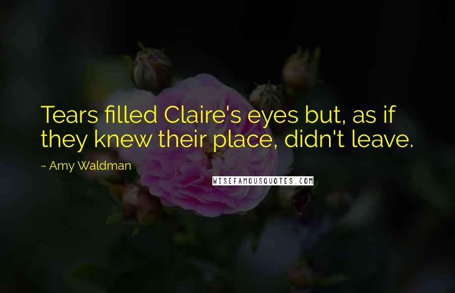 Amy Waldman Quotes: Tears filled Claire's eyes but, as if they knew their place, didn't leave.