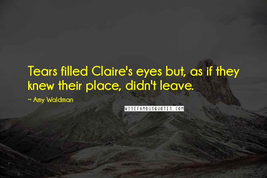 Amy Waldman Quotes: Tears filled Claire's eyes but, as if they knew their place, didn't leave.