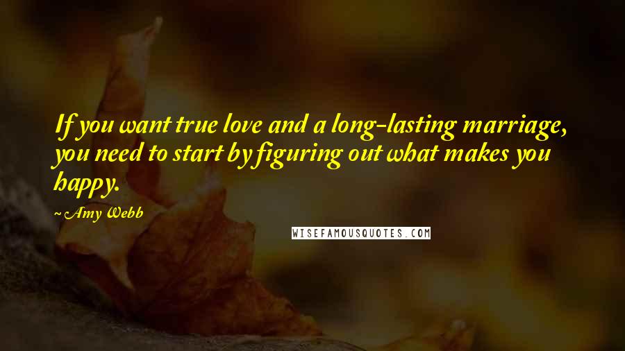 Amy Webb Quotes: If you want true love and a long-lasting marriage, you need to start by figuring out what makes you happy.