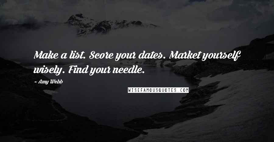 Amy Webb Quotes: Make a list. Score your dates. Market yourself wisely. Find your needle.