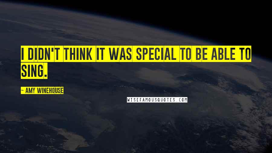 Amy Winehouse Quotes: I didn't think it was special to be able to sing.