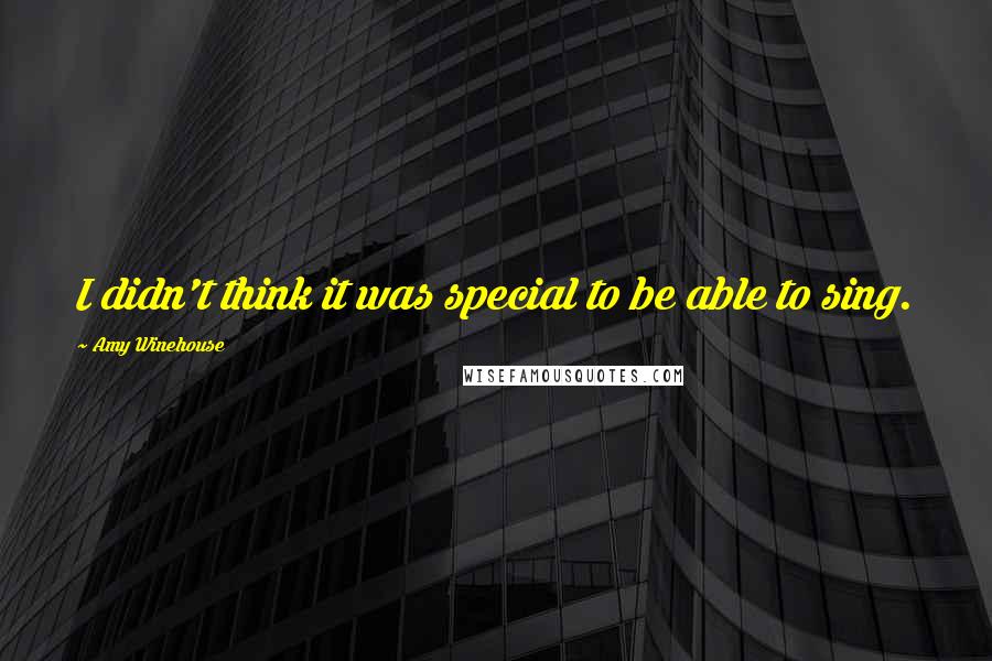 Amy Winehouse Quotes: I didn't think it was special to be able to sing.