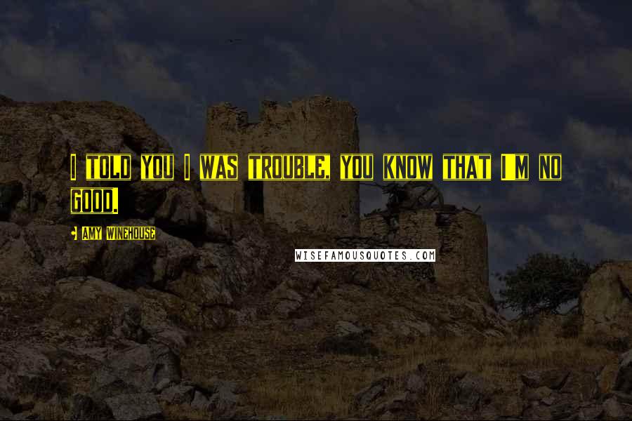 Amy Winehouse Quotes: I told you I was trouble, you know that I'm no good.