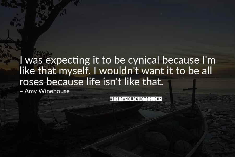 Amy Winehouse Quotes: I was expecting it to be cynical because I'm like that myself. I wouldn't want it to be all roses because life isn't like that.