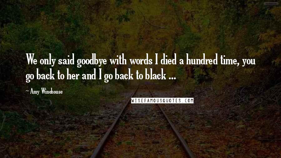 Amy Winehouse Quotes: We only said goodbye with words I died a hundred time, you go back to her and I go back to black ...