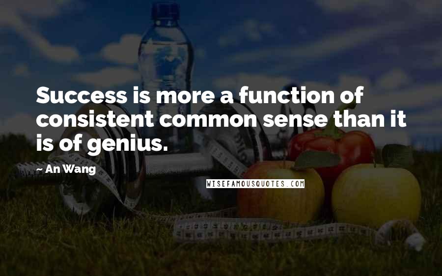 An Wang Quotes: Success is more a function of consistent common sense than it is of genius.