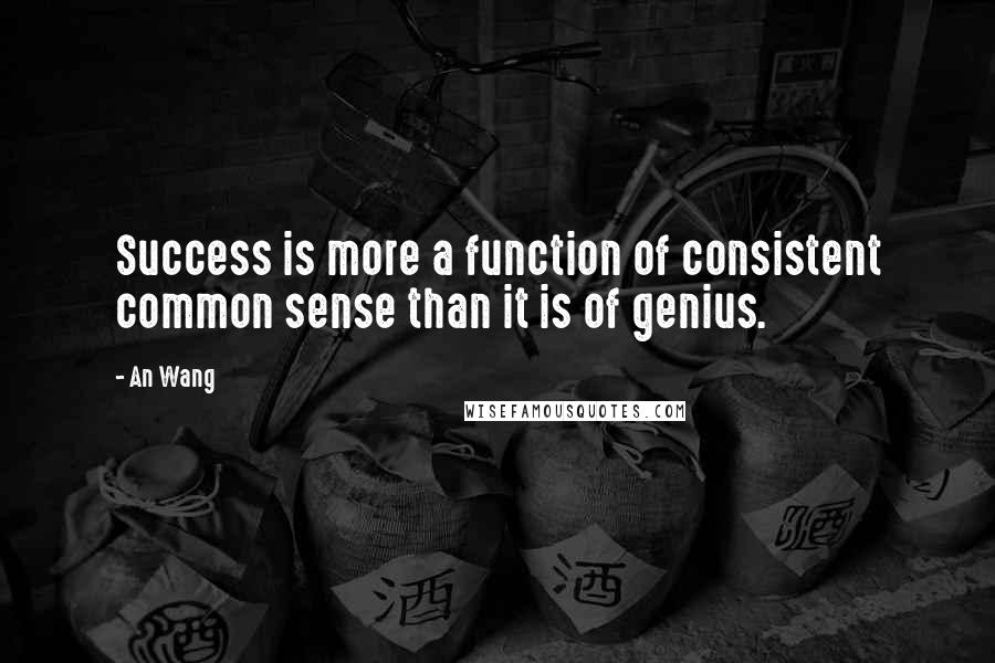 An Wang Quotes: Success is more a function of consistent common sense than it is of genius.