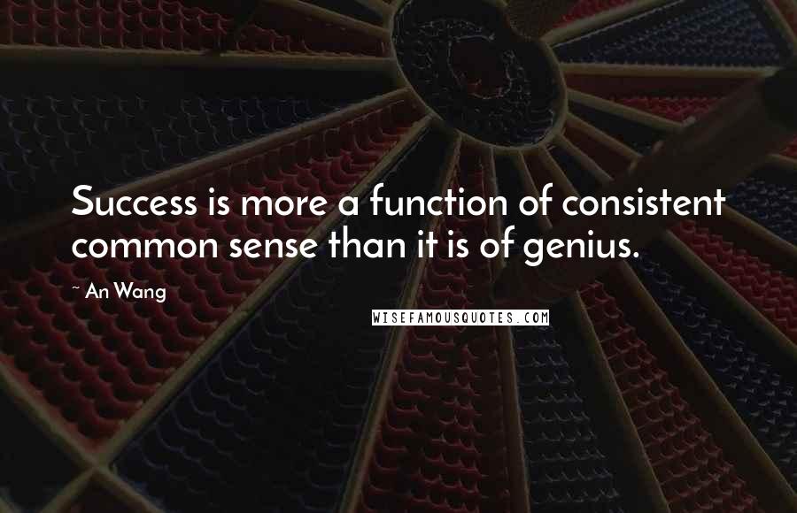 An Wang Quotes: Success is more a function of consistent common sense than it is of genius.