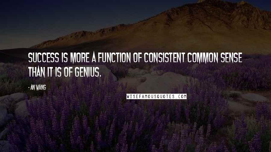 An Wang Quotes: Success is more a function of consistent common sense than it is of genius.