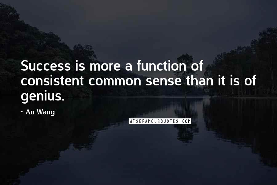 An Wang Quotes: Success is more a function of consistent common sense than it is of genius.