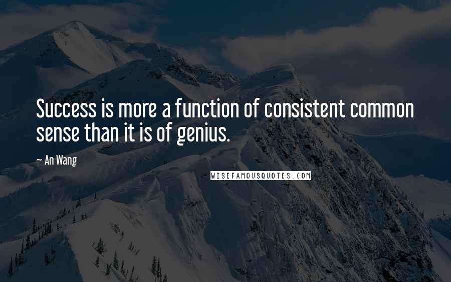 An Wang Quotes: Success is more a function of consistent common sense than it is of genius.