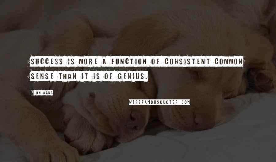 An Wang Quotes: Success is more a function of consistent common sense than it is of genius.