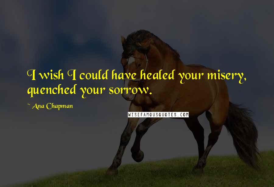 Ana Chapman Quotes: I wish I could have healed your misery, quenched your sorrow.