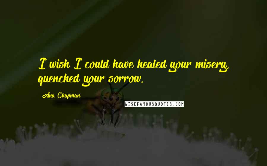 Ana Chapman Quotes: I wish I could have healed your misery, quenched your sorrow.