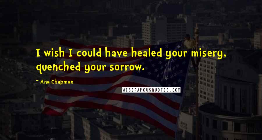 Ana Chapman Quotes: I wish I could have healed your misery, quenched your sorrow.