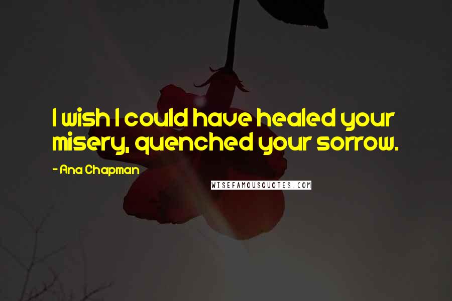 Ana Chapman Quotes: I wish I could have healed your misery, quenched your sorrow.