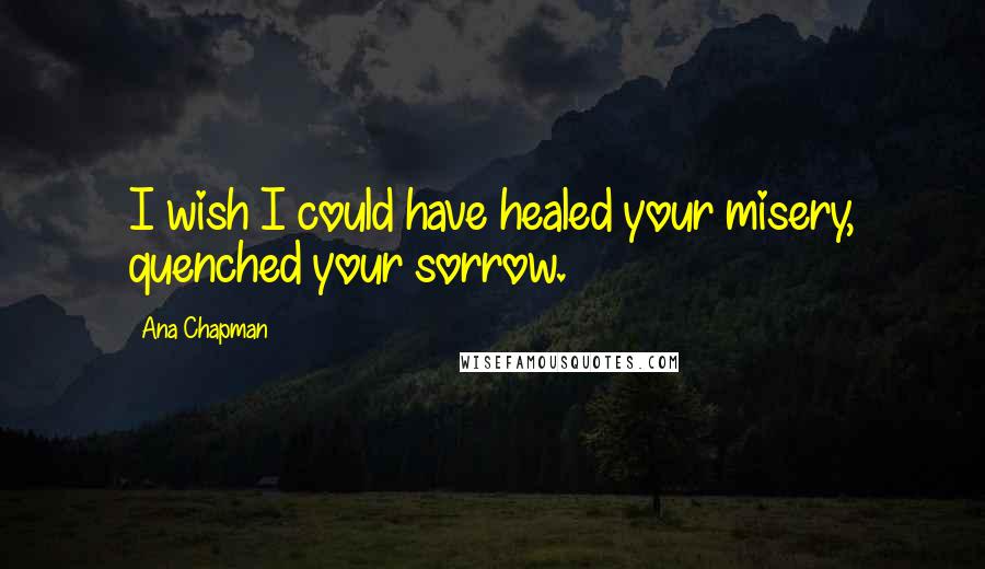 Ana Chapman Quotes: I wish I could have healed your misery, quenched your sorrow.