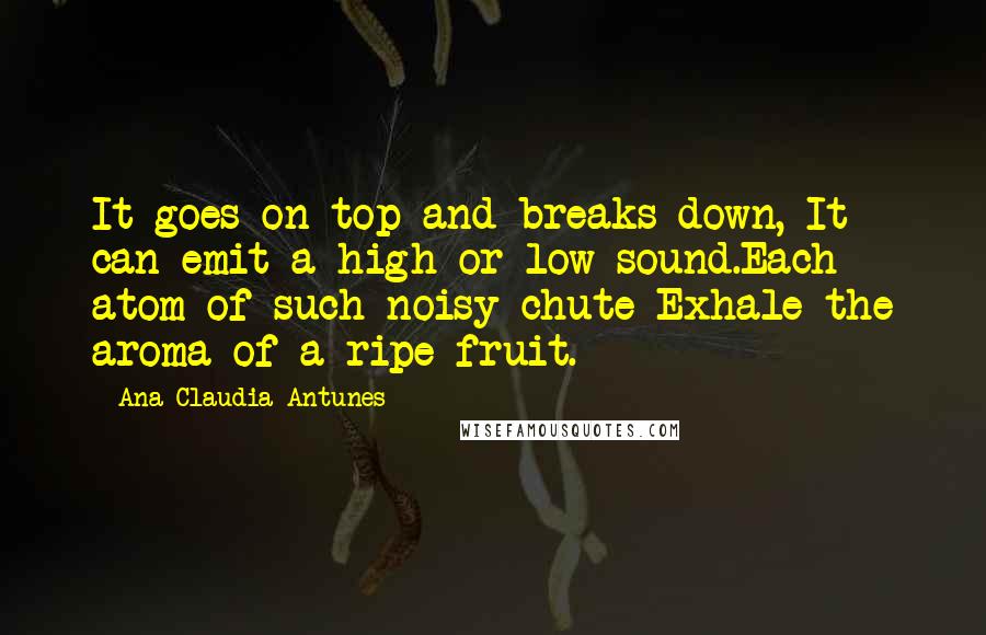 Ana Claudia Antunes Quotes: It goes on top and breaks down, It can emit a high or low sound.Each atom of such noisy chute Exhale the aroma of a ripe fruit.