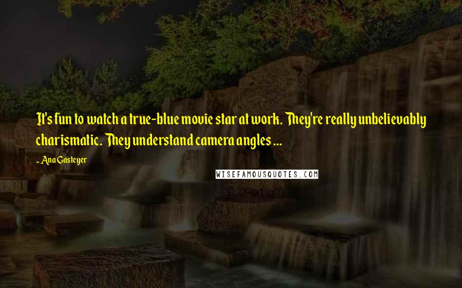 Ana Gasteyer Quotes: It's fun to watch a true-blue movie star at work. They're really unbelievably charismatic. They understand camera angles ...