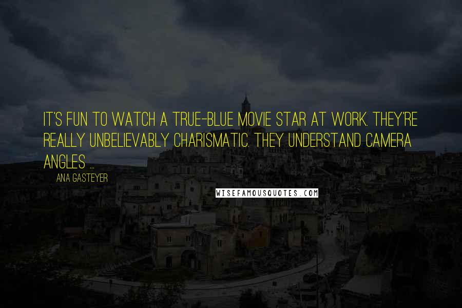 Ana Gasteyer Quotes: It's fun to watch a true-blue movie star at work. They're really unbelievably charismatic. They understand camera angles ...